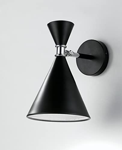 Applique da parete moderno a 1 luce regolabile in metallo laccato nero opaco internamente argento PR 7092/A1