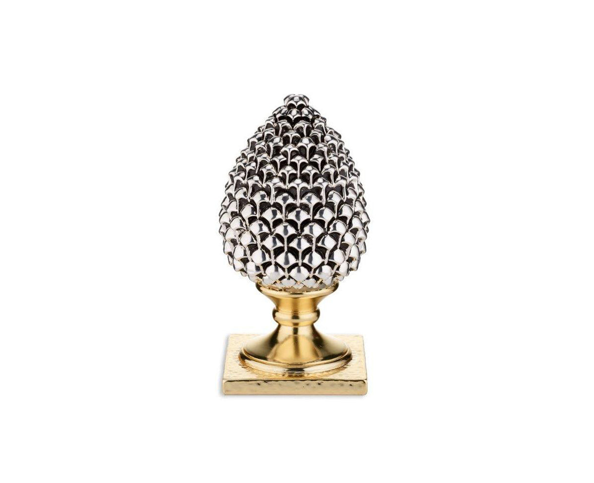 Pigna siciliana classica argento base oro realizzata e decorata a mano  resina elegante complemento d'arredo h19cm VL – Mondocreazioni