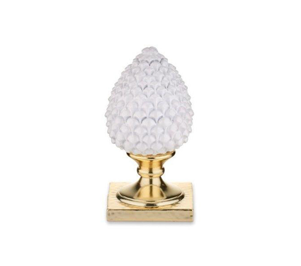 Pigna siciliana bianca base oro realizzata e decorata a mano resina h30cm VL