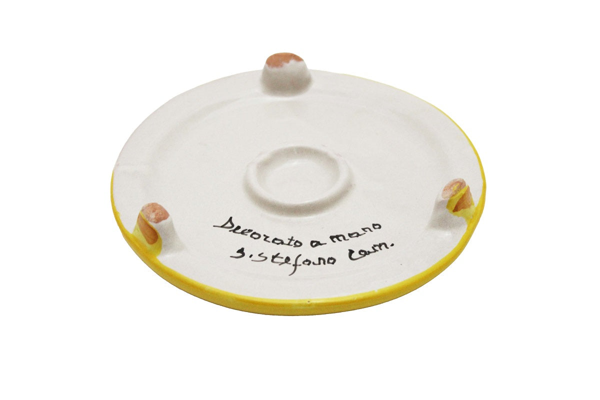 Sottopentola in ceramica decorata a mano da ceramisti siciliani fiore rosso art 19
