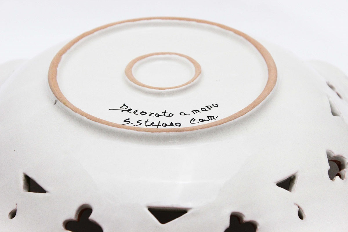 Centrotavola piccolo in ceramica decorata a mano da ceramisti siciliani fiore rosso art 7