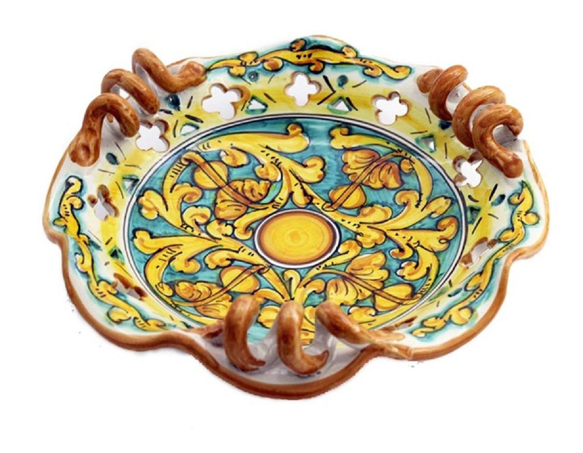 Centrotavola piccolo in ceramica decorata a mano da ceramisti siciliani gianluca art 7