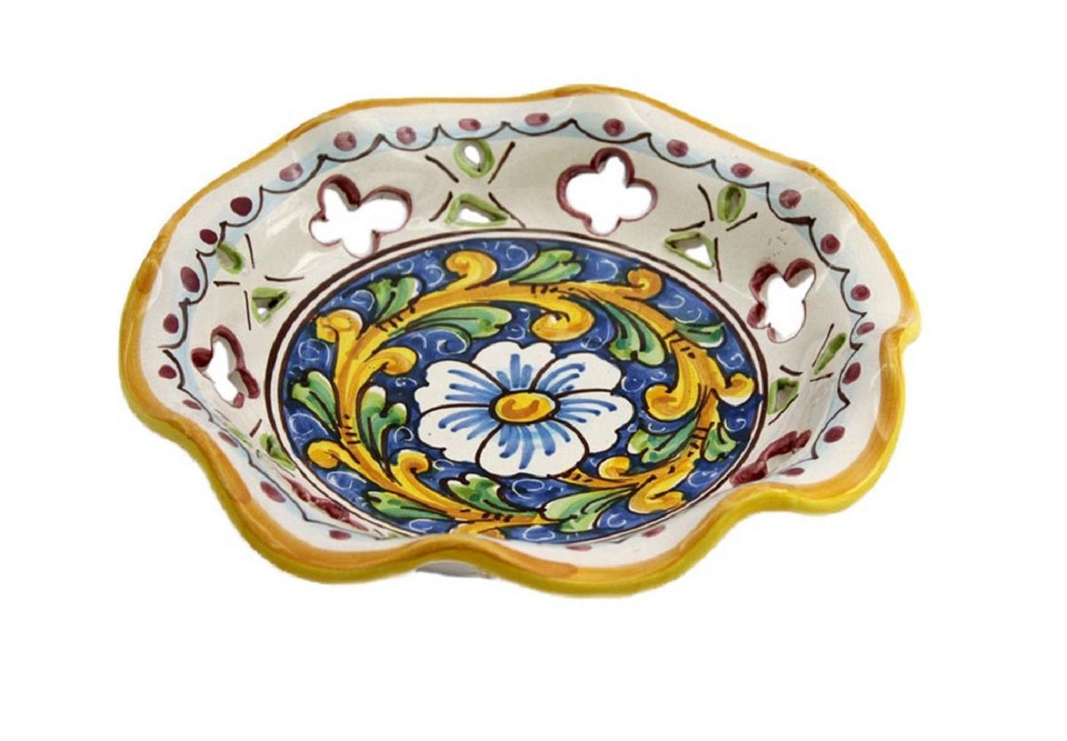 Ciotola grande in ceramica decorata a mano da ceramisti siciliani barocco art 22