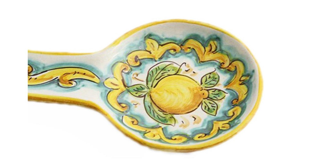 Poggiamestolo in ceramica decorata a mano da ceramisti siciliani limoni art 25