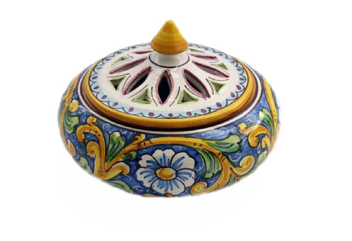 Portacaramelle grande in ceramica decorata a mano da ceramisti siciliani barocco art 1