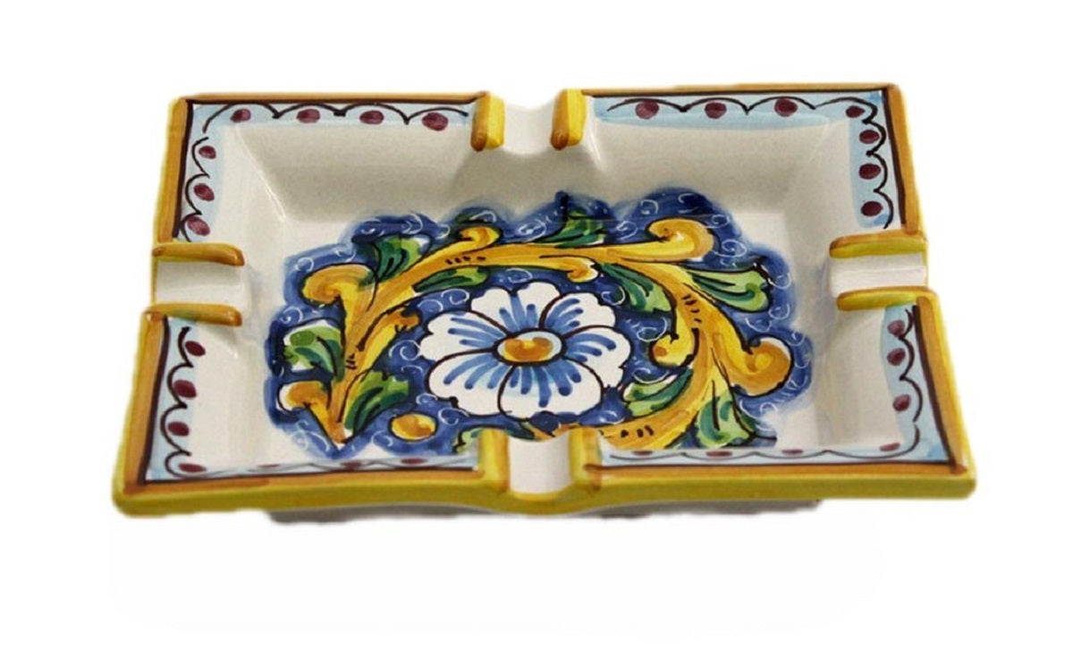 Portacenere in ceramica decorata a mano da ceramisti siciliani barocco art 27
