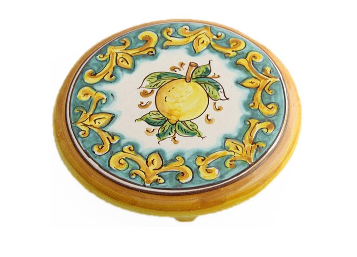 Sottopentola in ceramica decorata a mano da ceramisti siciliani limoni art 19