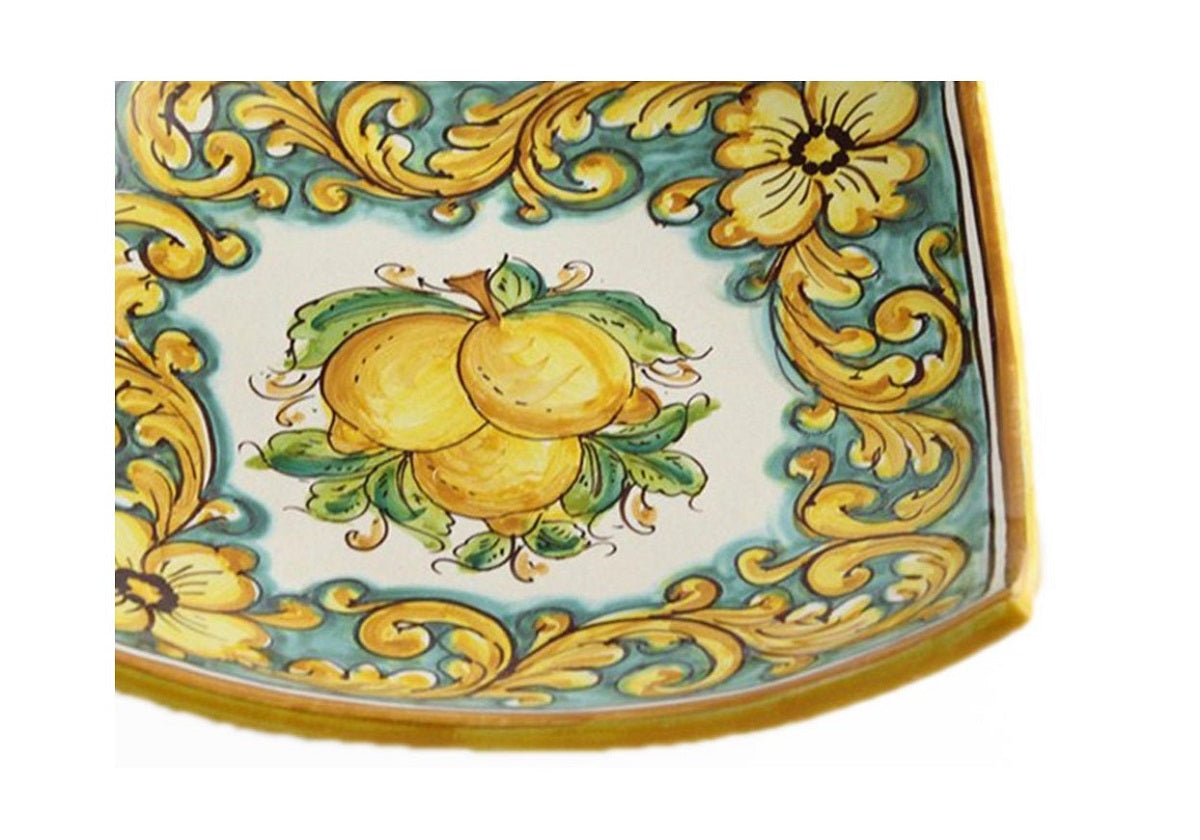 Svuotatasche in ceramica decorata a mano da ceramisti siciliani limoni art 26