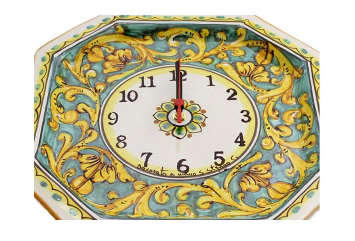 Orologio da parete in ceramica decorata a mano da ceramisti siciliani gianluca art 24