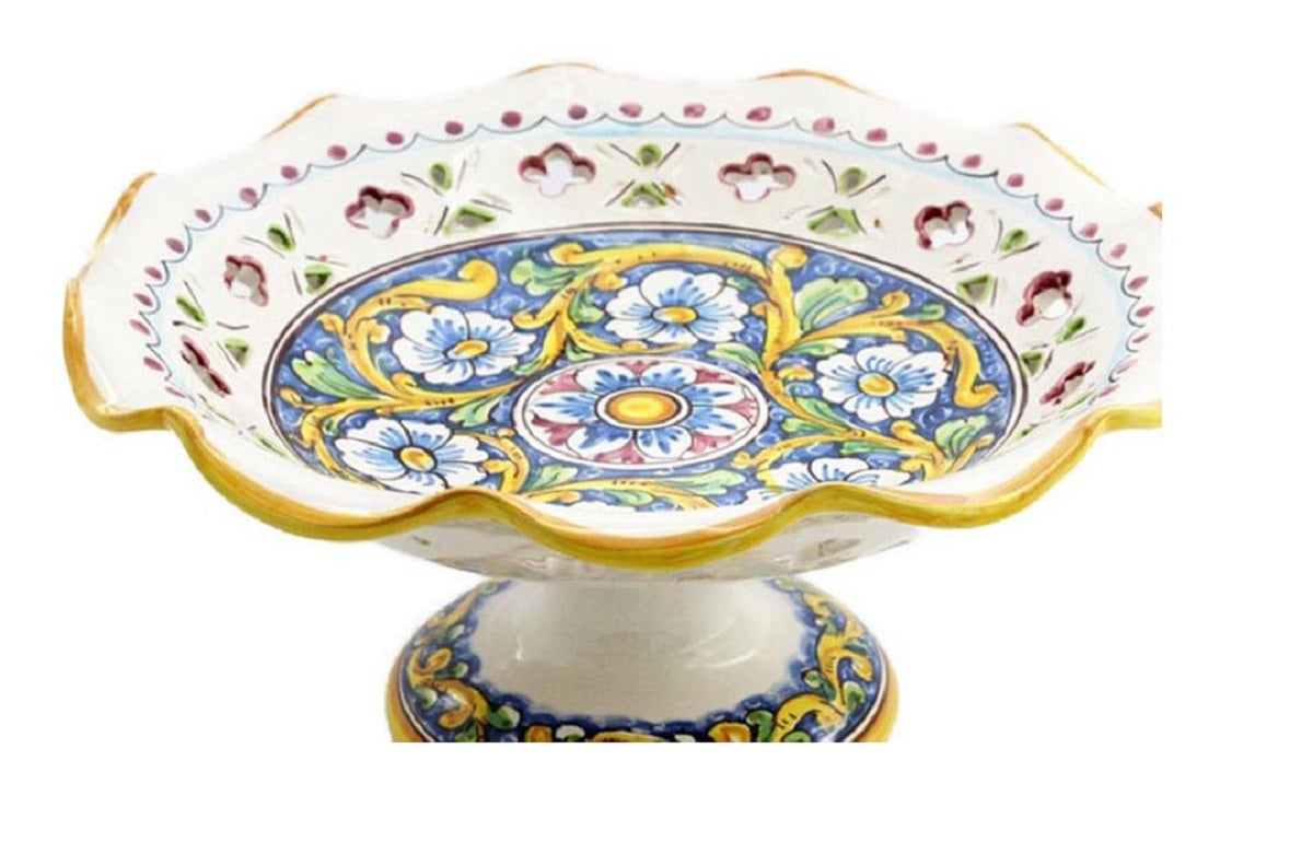 Centrotavola alzata grande in ceramica decorata a mano da ceramisti siciliani barocco art 3