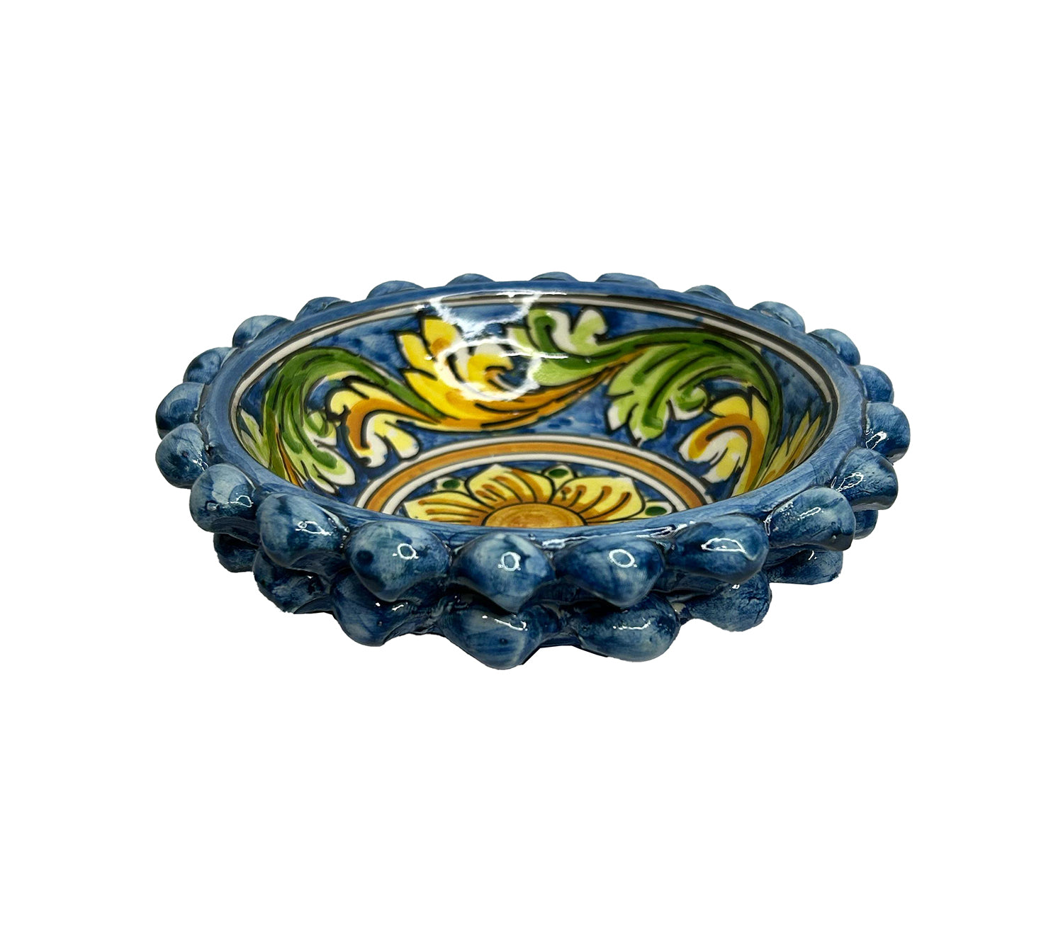 Ciotola Pigna Decorativa in Ceramica di Caltagirone Decorata a Mano 01