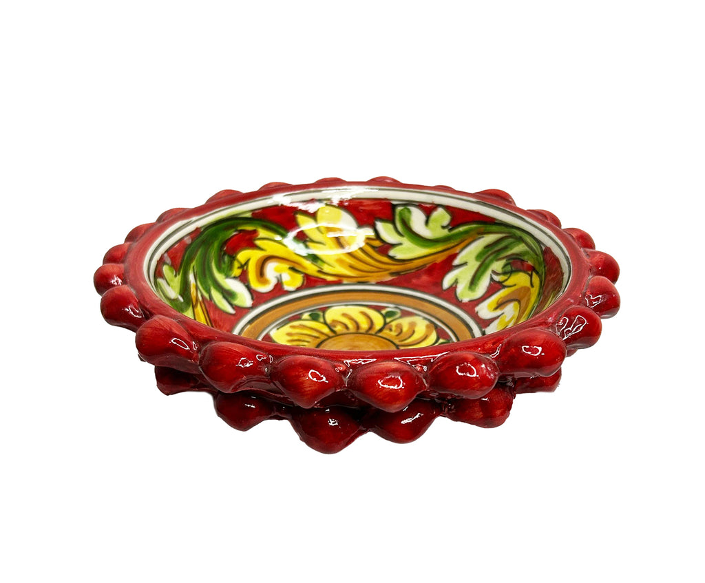 Ciotola Pigna Decorativa in Ceramica di Caltagirone Decorata a Mano 02