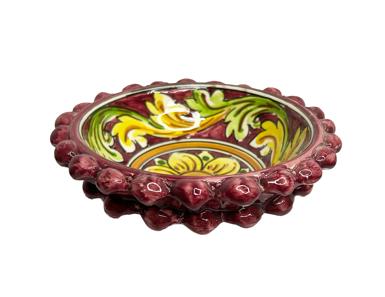 Ciotola Pigna Decorativa in Ceramica di Caltagirone Decorata a Mano 03
