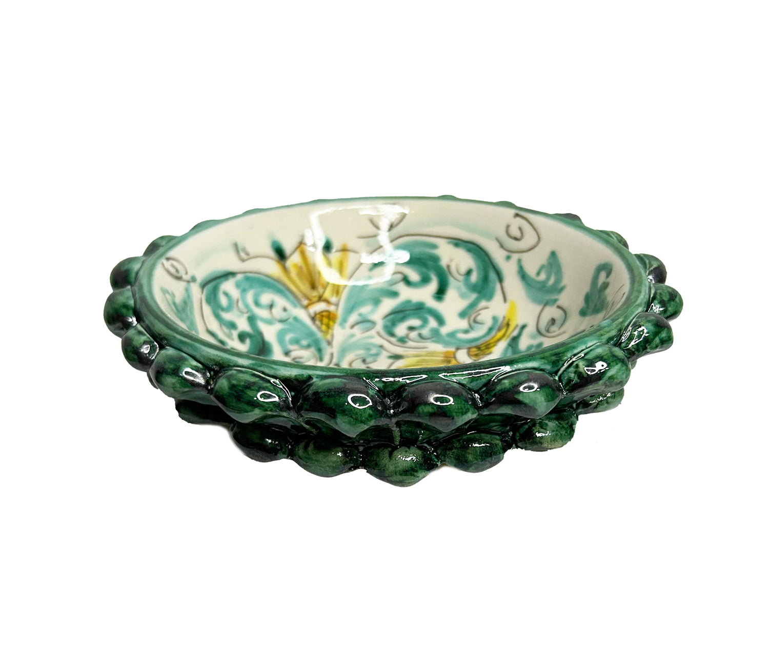 Ciotola Pigna Decorativa in Ceramica di Caltagirone Decorata a Mano 06