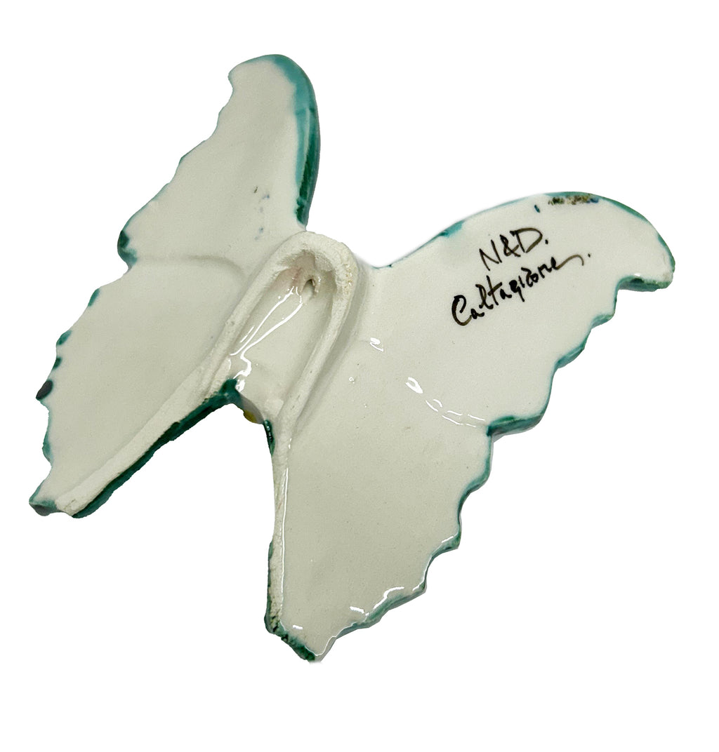 Sicilian ceramic butterfly from Caltagirone, hand-made and decorated, art. 08 