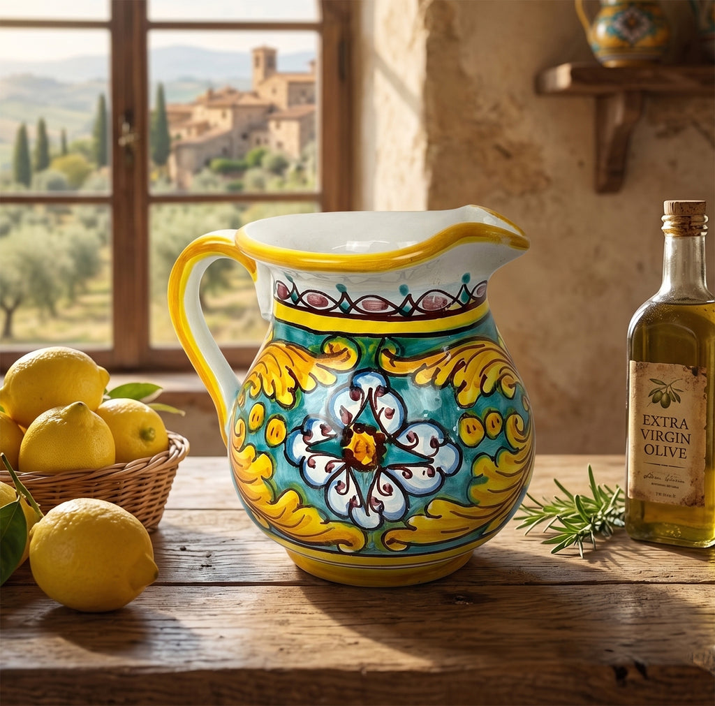Caraffa in ceramica siciliana boccale realizzato e decorato a mano art. gomes 0,5 LT
