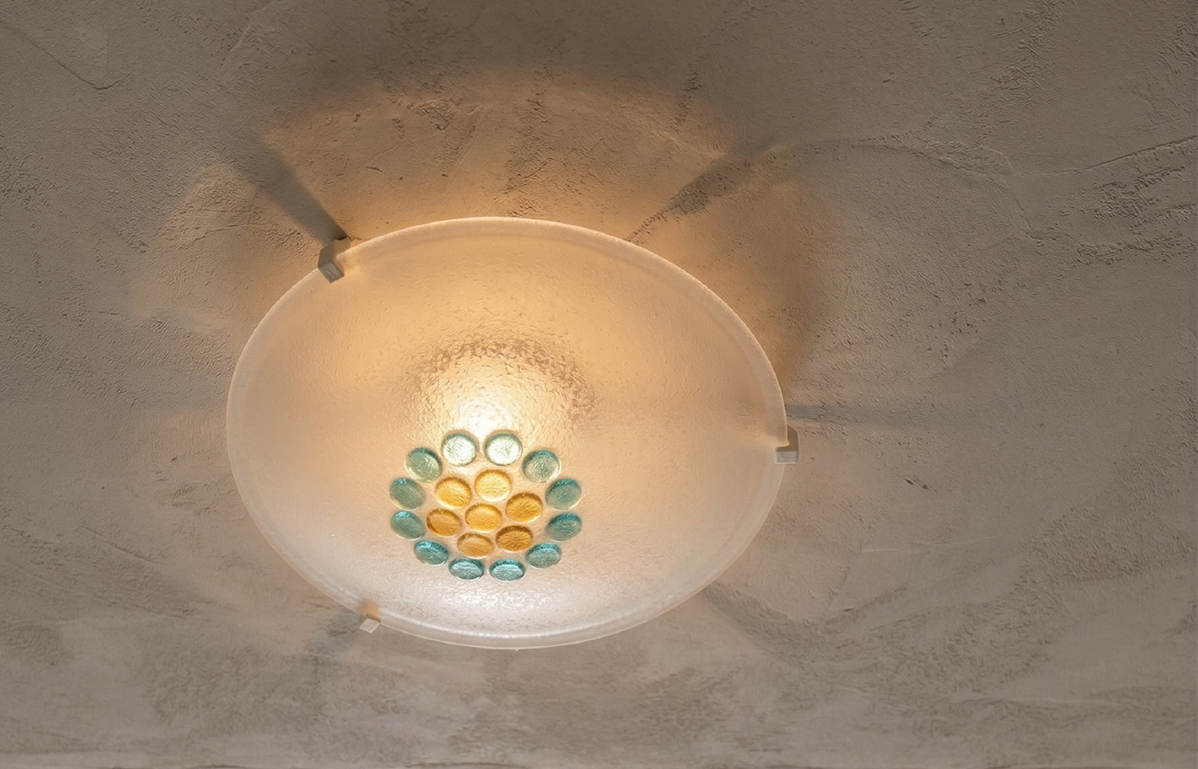 Plafoniera da soffitto classica in vetro rotonda decorata camera da letto, sala da pranzo, cucina, bagno, ingresso D 40 cm bottone (VERDE)