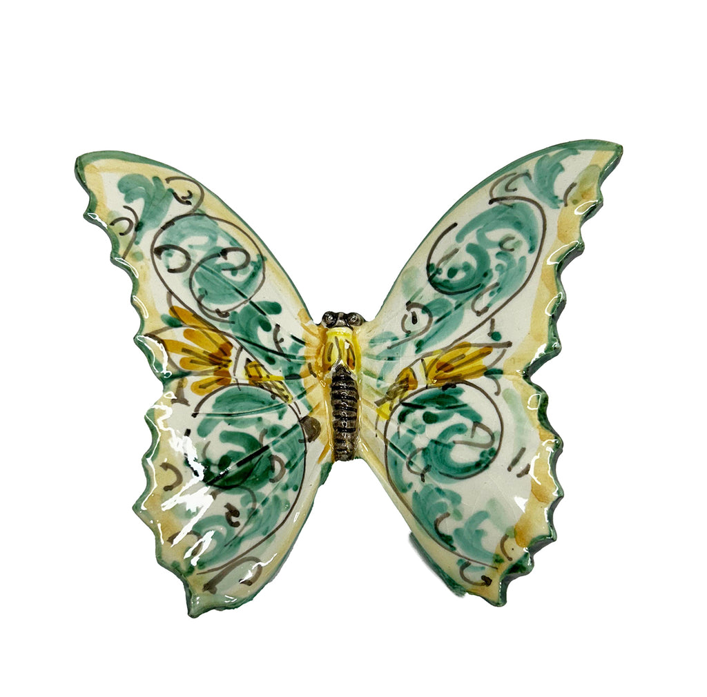 Sicilian ceramic butterfly from Caltagirone, hand-made and decorated, art. 10 