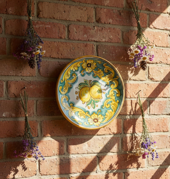 Piatto piccolo in ceramica decorata a mano da ceramisti siciliani limoni art 14