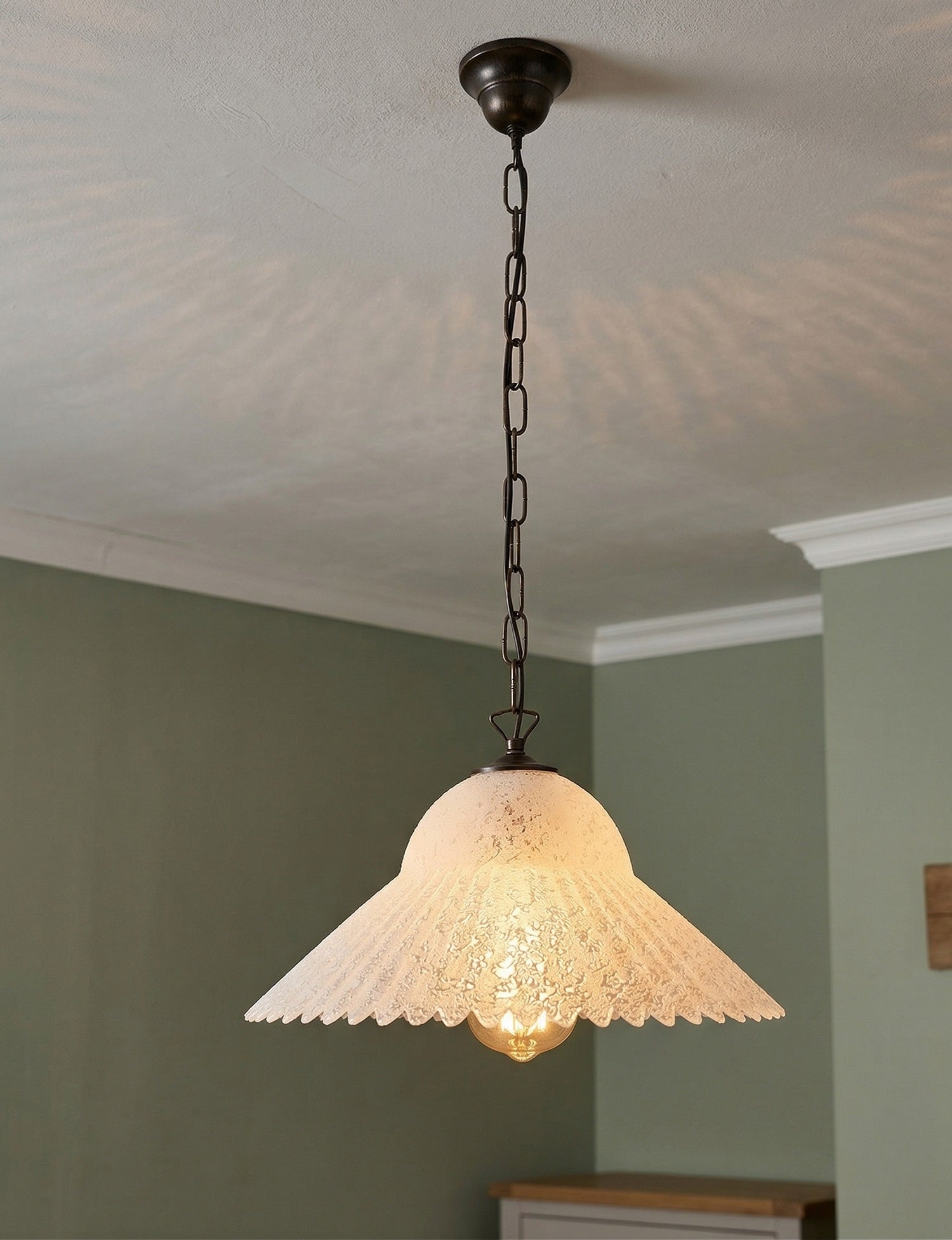 Lampadario a Sospensione Ingresso Classico in Vetro, 1 Luce, per Cucina, Bagno, Camera, Soggiorno, Scala, Corridoio art. zoe (ROSA)