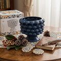 Vaso mezza pigna in ceramica porta fiori soprammobile colorato gic (12 x 11 CM ART 862519, Blu)