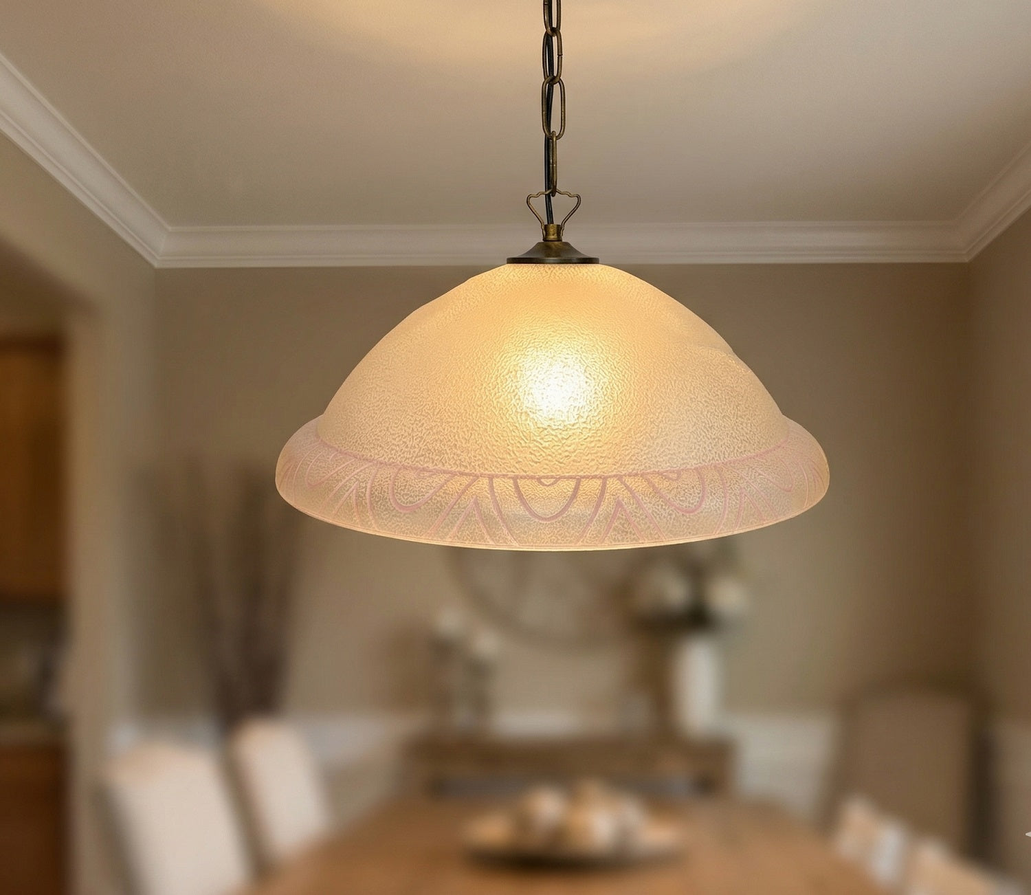 Lampadario a Sospensione Classico in Vetro, 1 Luce, per Cucina, Bagno, Camera, Soggiorno, Scala, Corridoio art. Goccia rosa D 40
