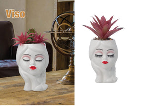 Vaso decorativo in ceramica, scultura bianca con portafiori, decorazione per la casa moderna gdm (H 14 CM 24005VBP)
