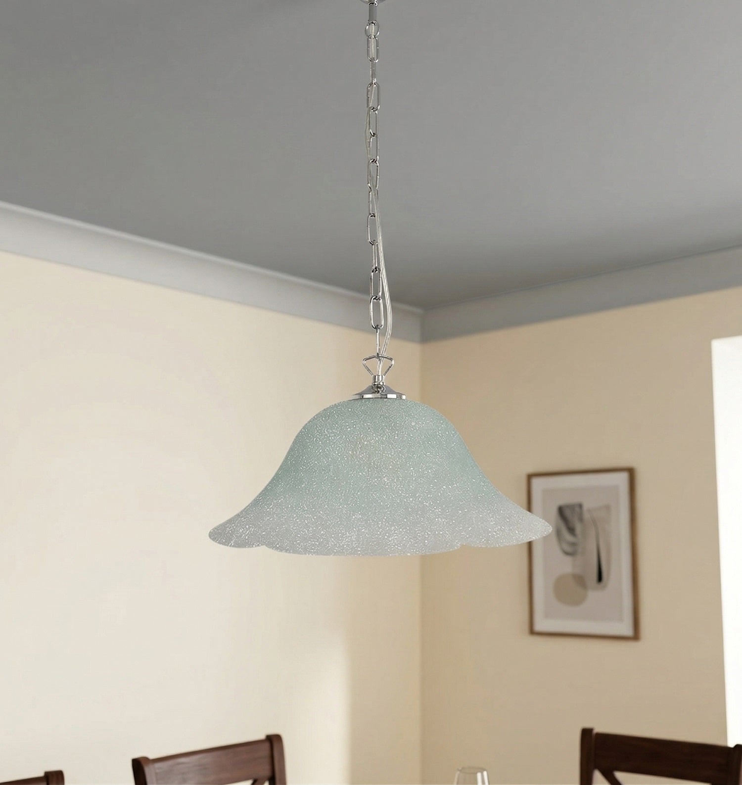 Lampadario a Sospensione Ingresso Moderno in Vetro, 1 Luce, per Cucina, Bagno, Camera, Soggiorno, Scala, Corridoio art. margherita verde