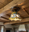 Plafoniera Spot da Soffitto, 1 Luce, Ferro Battuto e Ceramica Siciliana, Cucina, Bagno e Veranda D 15 art. martina