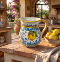 Caraffa in ceramica siciliana boccale realizzato e decorato a mano art. fiore limoni 1,5 LT
