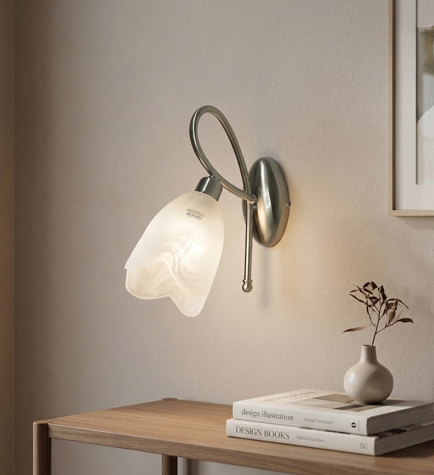 Applique da parete a 1 luce moderno in metallo cromato e vetro coll. Ramos