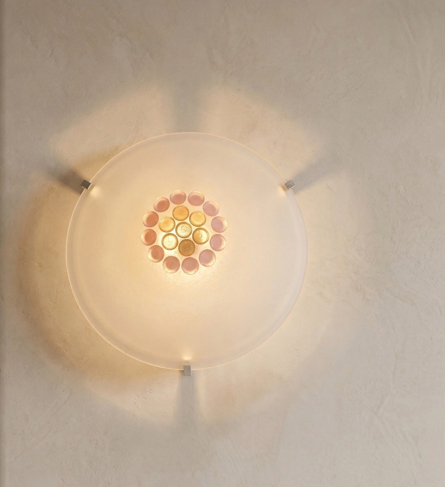 Plafoniera da soffitto classica in vetro rotonda decorata camera da letto, sala da pranzo, cucina, bagno, ingresso D 40 cm bottone (ROSA)