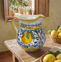 Caraffa in ceramica siciliana boccale realizzato e decorato a mano art. Fiore limoni 1 LT
