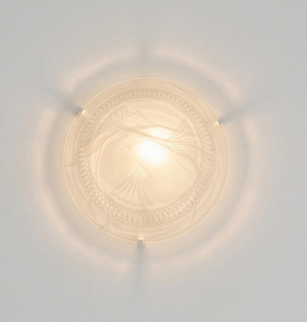 Plafoniera da soffitto moderna in vetro rotonda decorata camera da letto, sala da pranzo, cucina, bagno, ingresso art. marmo bianco