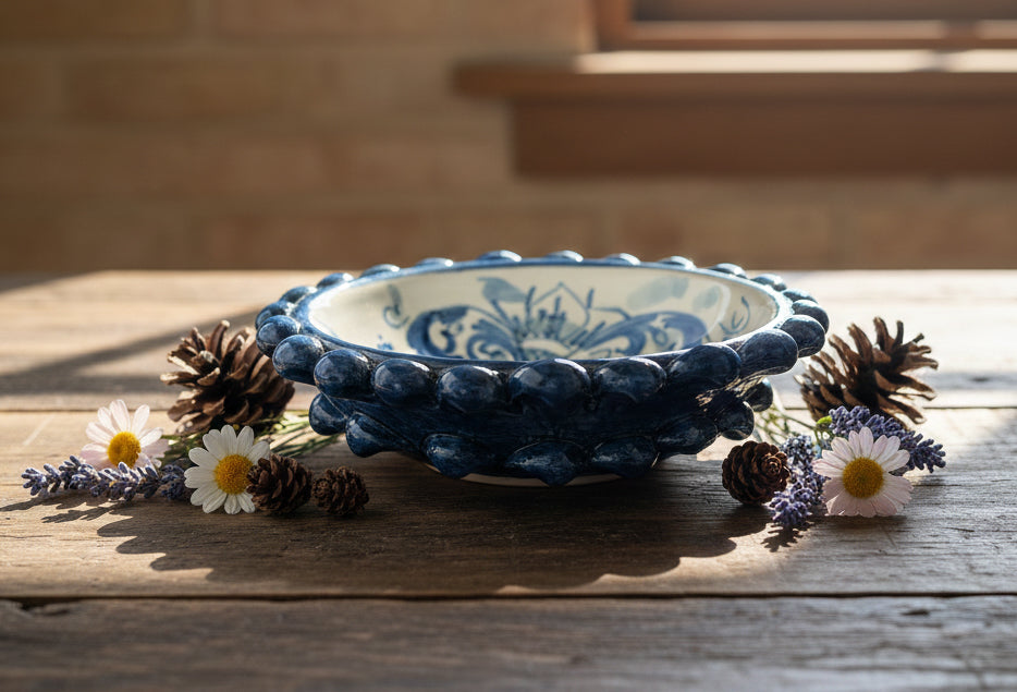 Decorative Pinecone Bowl in Caltagirone Ceramic Hand-Decorated 05