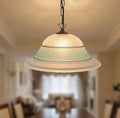 Lampadario a Sospensione Classico in Vetro, 1 Luce, per Cucina, Bagno, Camera, Soggiorno, Scala, Corridoio art. (CORONA VERDE)