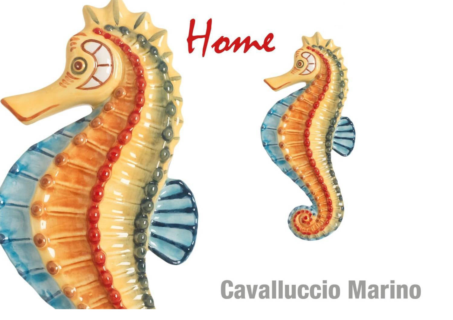 Cavalluccio marino da parete decorato, decorazioni da parete marine gdm 23036H