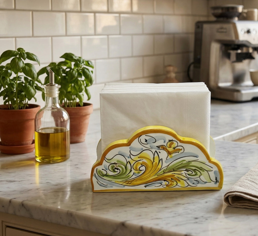 Portatovaglioli Mezza Luna in Ceramica Siciliana di Caltagirone (01)