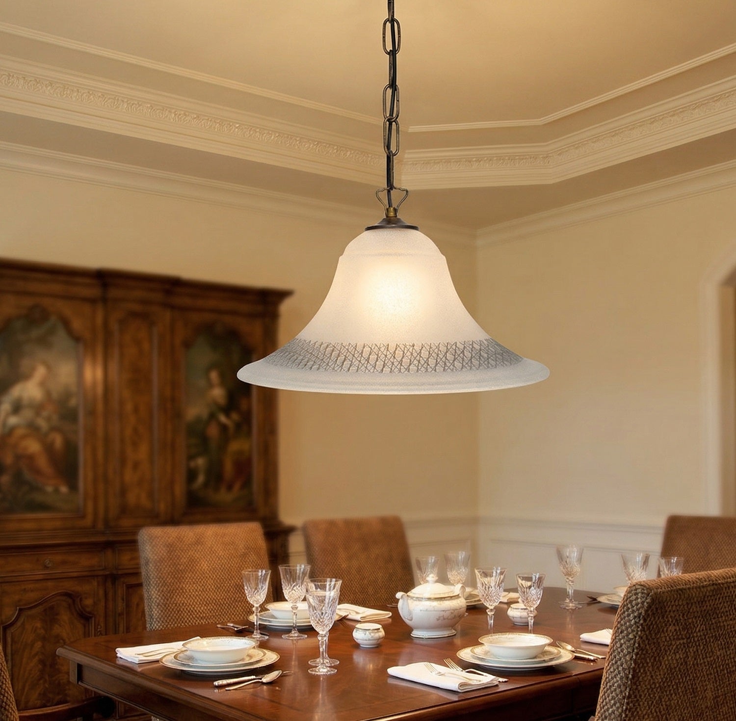 Lampadario a Sospensione Classico in Vetro, 1 Luce, per Cucina, Bagno, Camera, Soggiorno, Scala, Corridoio art. Carter (GRIGIO SCURO)