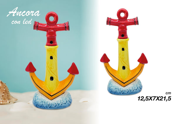 Decorazioni marine per interni in porcellana pesce, barchetta, ancora con led gdm (ANCORA 24080H)