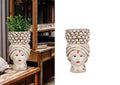 ILAB Pair of Moorish Heads Queen and King in Sicilian Ceramic Hand Decorated Blue and Gold Modern gic h25cm 