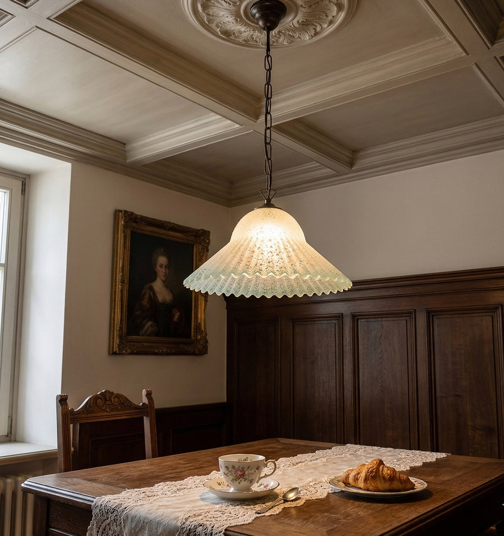 Lampadario a Sospensione Ingresso Classico in Vetro, 1 Luce, per Cucina, Bagno, Camera, Soggiorno, Scala, Corridoio art. zoe (VERDE)