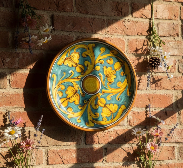 Small ceramic plate hand decorated by Sicilian ceramists Gianluca art 14