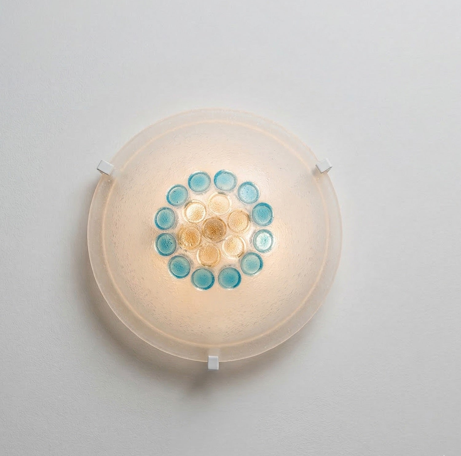 Plafoniera da soffitto classica in vetro rotonda decorata bottone camera da letto, sala da pranzo, cucina, bagno, ingresso D 30 cm (Blu)