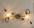 Plafoniera da soffitto classica a 2 luci in ferro battuto e vetro realizzata e decorata artigianalmente coll. cox