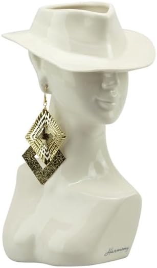 Vaso lady volto con cappello in porcellana bianca e orecchino oro harmony S2542P