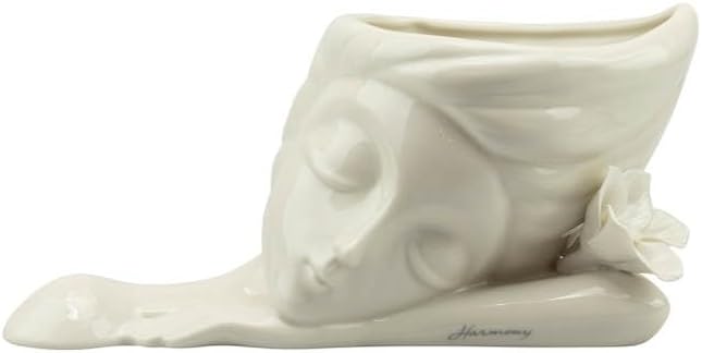 Vaso lady volto con fiore in porcellana bianco harmony S2541P
