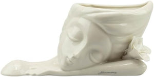 Vaso lady volto con fiore in porcellana bianco harmony S2541P
