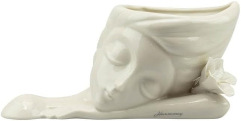 Vaso lady volto con fiore in porcellana bianco harmony S2541P