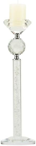 Bomboniera matrimonio set da due porta candele in cristallo decorati con glitter bianco harmony SNVT24027